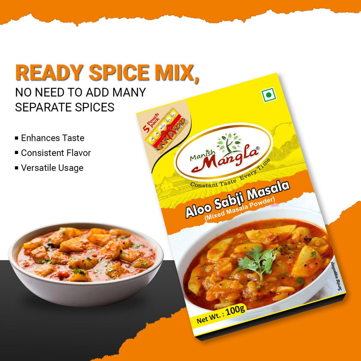 Aloo Puri Combo – Bedmi Puri Mix & Aloo Sabzi Masala | Complete Breakfast Combo | Authentic Delhi-Style Taste | Just Add Water & Cook