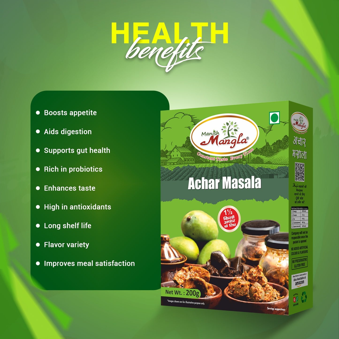 Aam Achar Masala – Authentic Pickle Spice Mix | Perfect Blend for Mango Pickle | Rich Flavor & Traditional Taste | Hygienically Packed