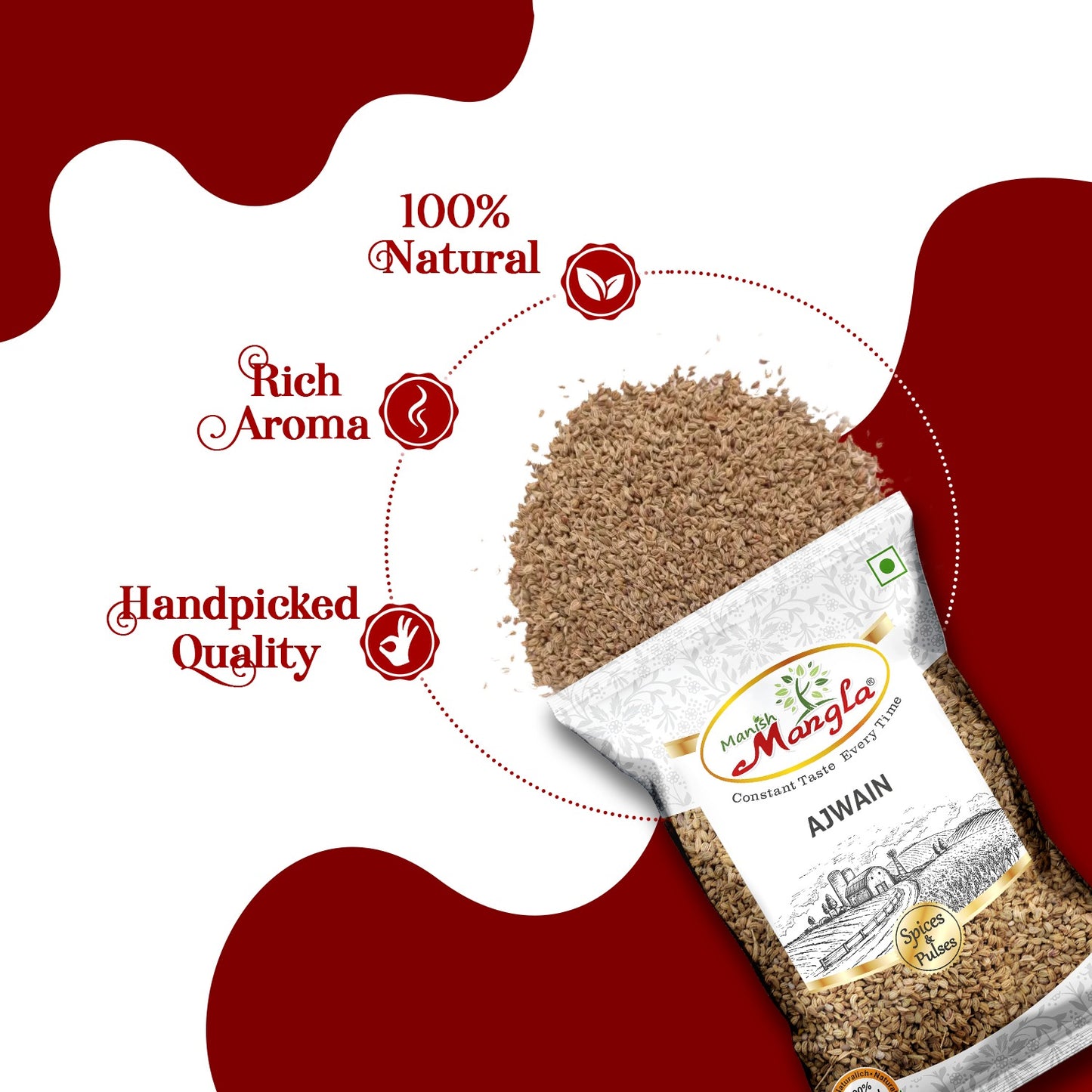 Ajwain (Carom Seeds) – Premium Whole Ajwain | Strong Aroma & Authentic Flavor | Perfect for Parathas, Tadka & Indian Cooking | Hygienically Packed