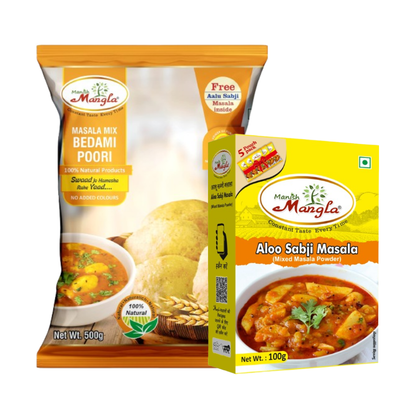 Aloo Puri Combo – Bedmi Puri Mix & Aloo Sabzi Masala | Complete Breakfast Combo | Authentic Delhi-Style Taste | Just Add Water & Cook