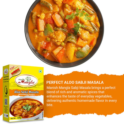 Manish Mangla Aloo Sabzi Masala – 100g (5×20g FreshLock Sachets) | Complete Spice Mix | No Onion No Garlic | Perfect for Aloo Sabzi, Jeera Aloo & Dry Potato Curry