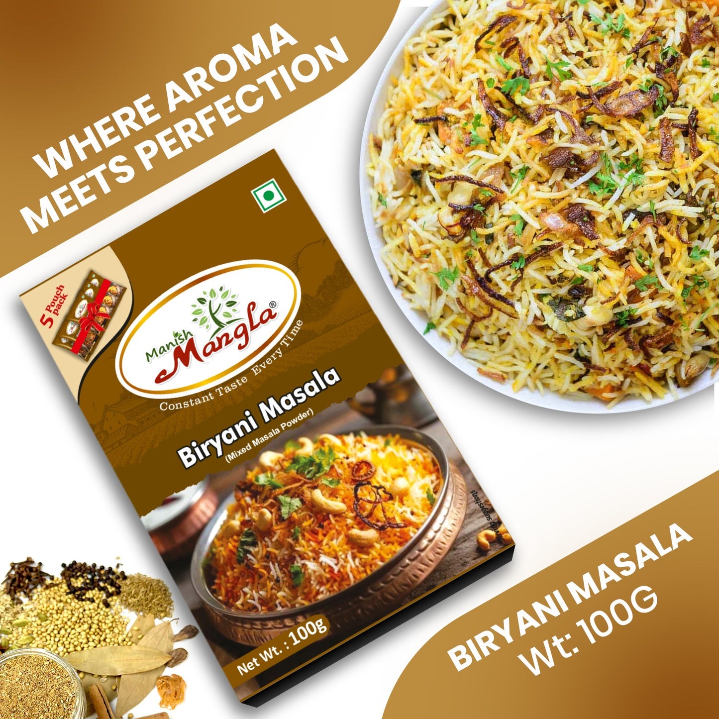 Biryani Masala – 100g | Rich & Aromatic Spice Blend | Perfect for Veg & Chicken Biryani | Authentic Flavor & Strong Aroma
