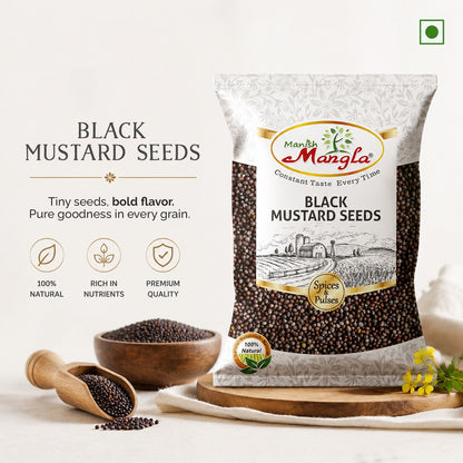 Black Mustard Seeds (Rai) – Premium Whole Mustard Seeds | Strong Aroma & Authentic Flavor | Perfect for Tadka, Pickles & Indian Cooking | Hygienically Packed