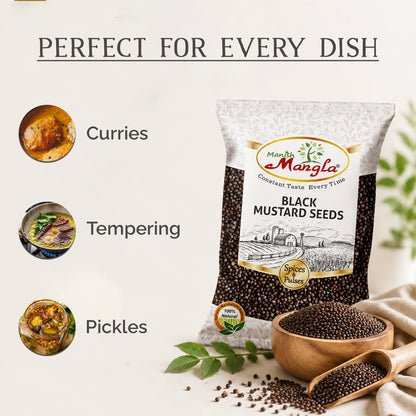 Black Mustard Seeds (Rai) – Premium Whole Mustard Seeds | Strong Aroma & Authentic Flavor | Perfect for Tadka, Pickles & Indian Cooking | Hygienically Packed