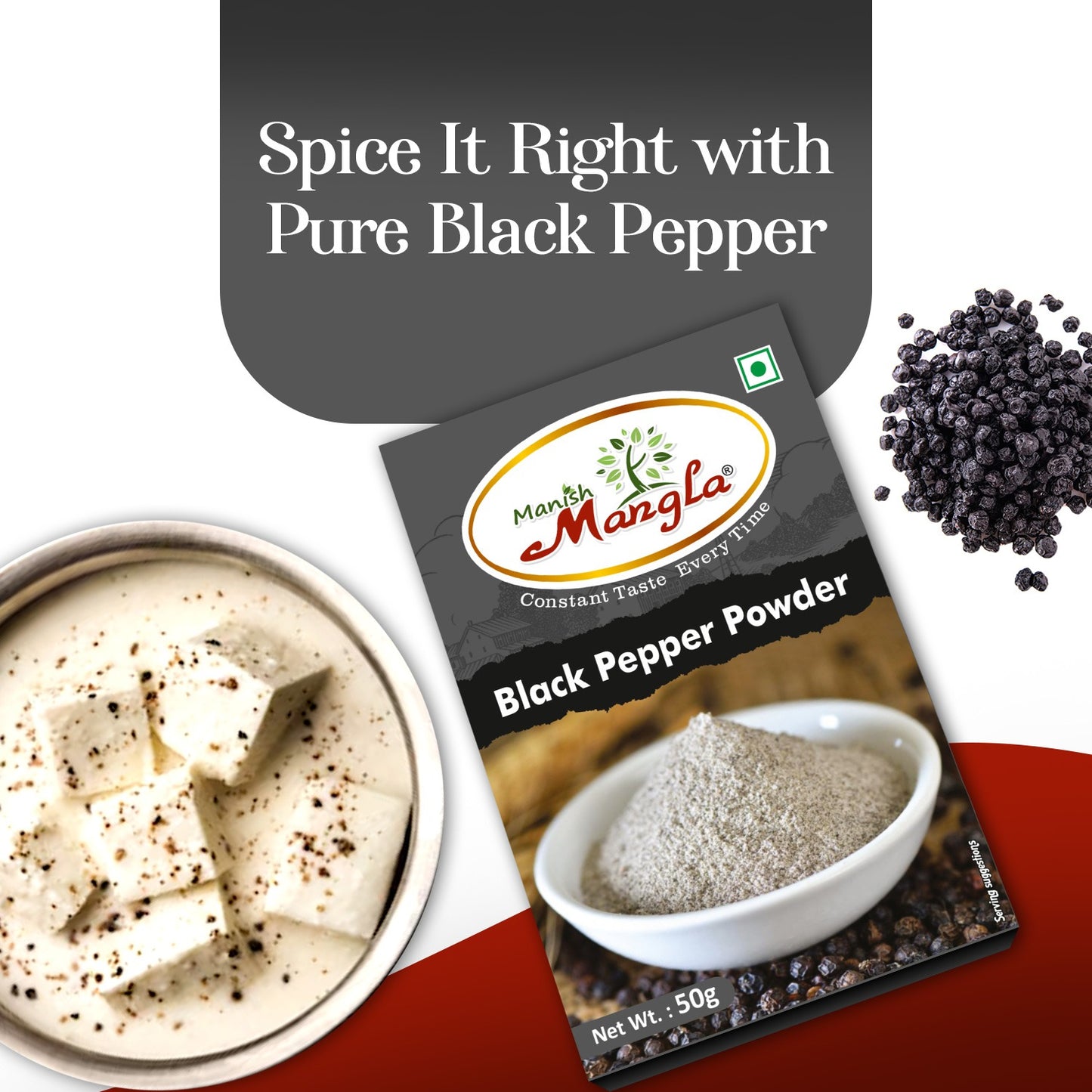 Daily Use Spices Combo – Jeera Powder, Black Pepper, Garam Masala, Kitchen King, Amchoor & Kashmiri Mirch | Essential Masala Pack for Everyday Cooking