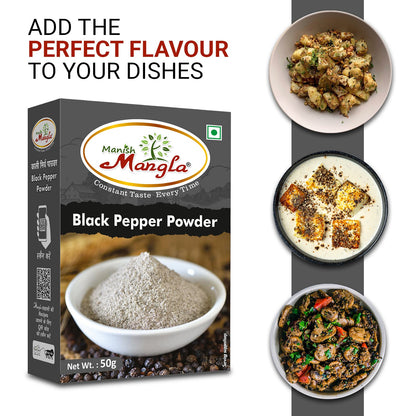 Black Pepper Powder – 50g | Fresh & Strong Aroma | Finely Ground Kali Mirch | Perfect for Cooking, Seasoning & Health Use