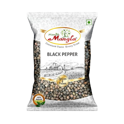 Black Pepper (Kali Mirch) – Premium Whole Black Peppercorns | Rich Aroma & Bold Flavor | Perfect for Seasoning, Cooking & Spice Blends | Hygienically Packed