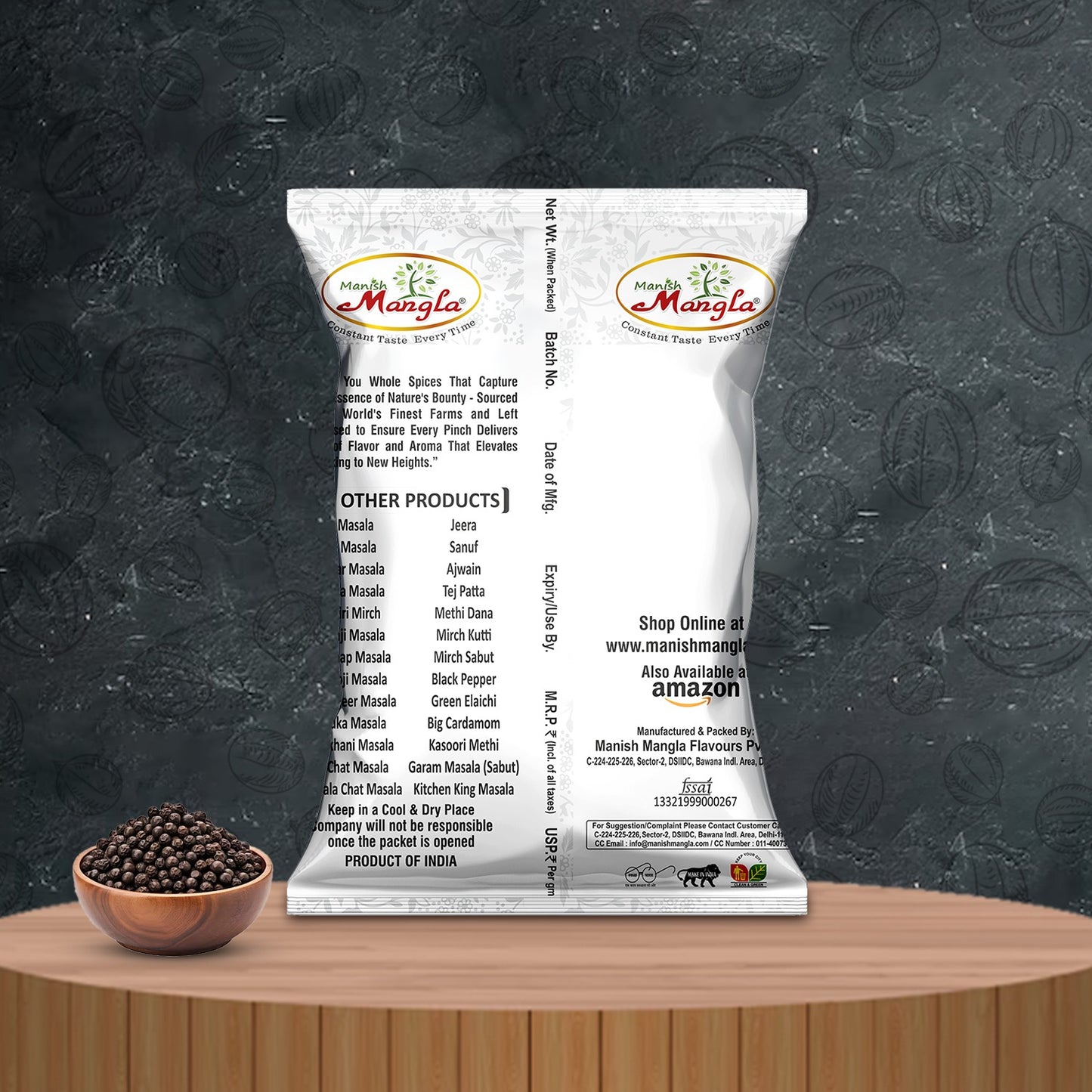 Black Pepper (Kali Mirch) – Premium Whole Black Peppercorns | Rich Aroma & Bold Flavor | Perfect for Seasoning, Cooking & Spice Blends | Hygienically Packed