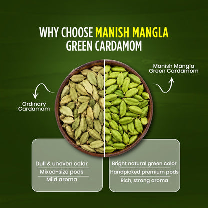 Green Cardamom (Hari Elaichi) – Premium Whole Cardamom | Rich Aroma & Sweet Flavor | Perfect for Tea, Sweets & Indian Cooking | Hygienically Packed