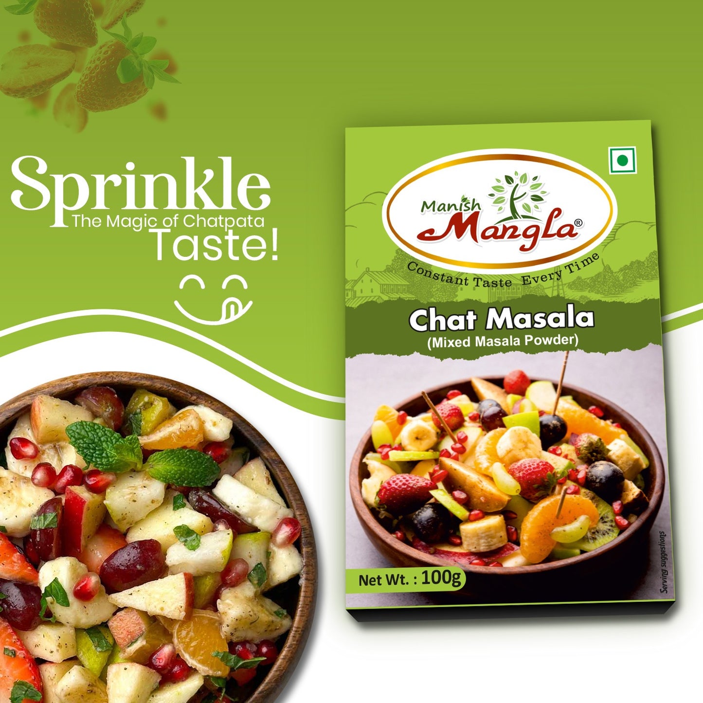 Chat Starter Combo – Chat Masala, Kaala Chat Masala, Jeera Powder & Amchoor Powder (100g Each) | Tangy & Chatpata Spice Kit for Snacks & Chaat