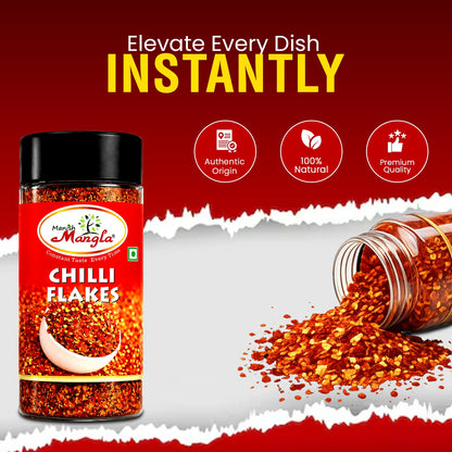 Chilli Flakes – Crushed Red Chilli | Spicy & Bold Flavor | Perfect for Pizza, Pasta, Snacks & Seasoning | Hygienically Packed