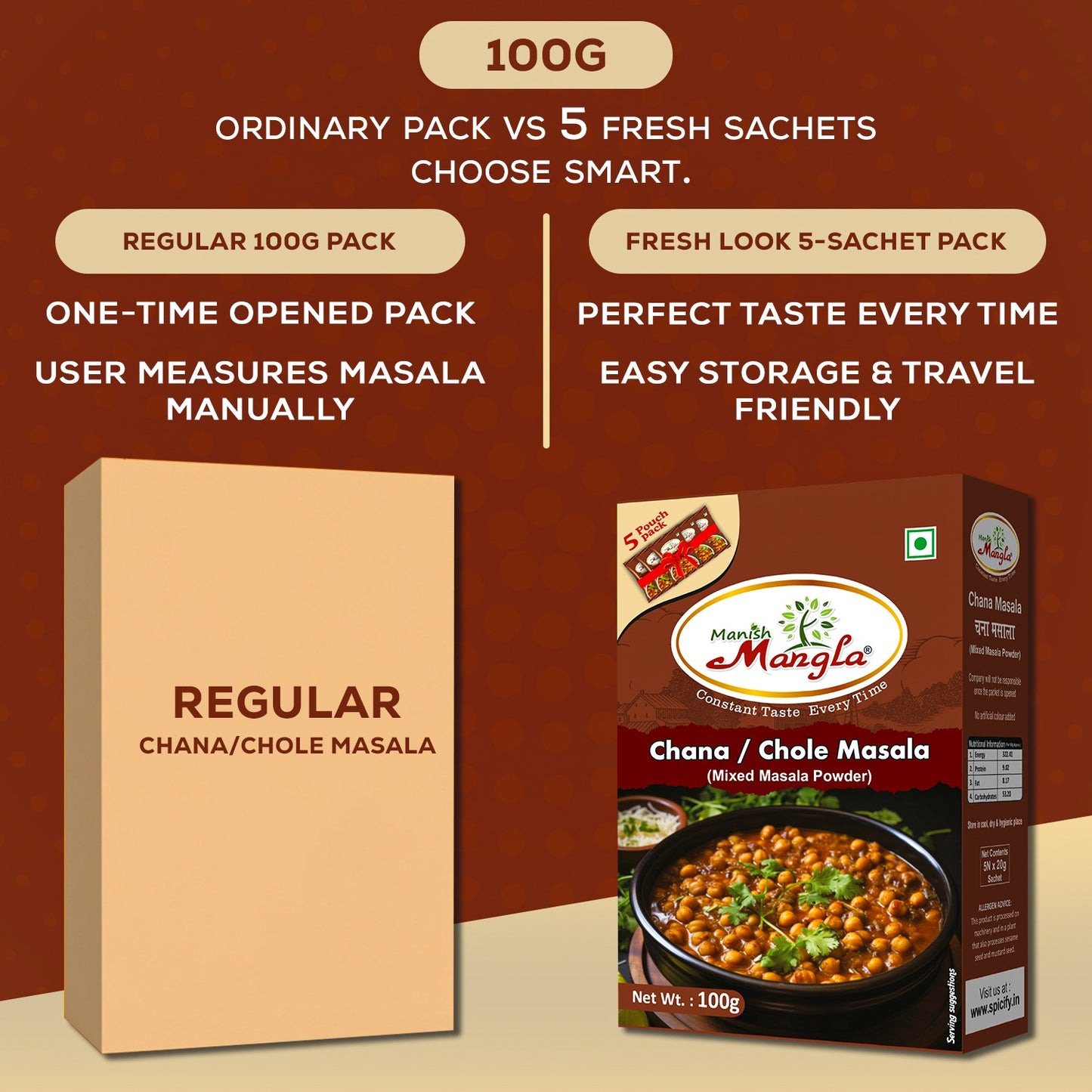 Chana Masala / Chole Masala – 100g | Authentic Punjabi Style Spice Blend | Rich, Tangy & Spicy Flavor | Perfect for Chole Curry