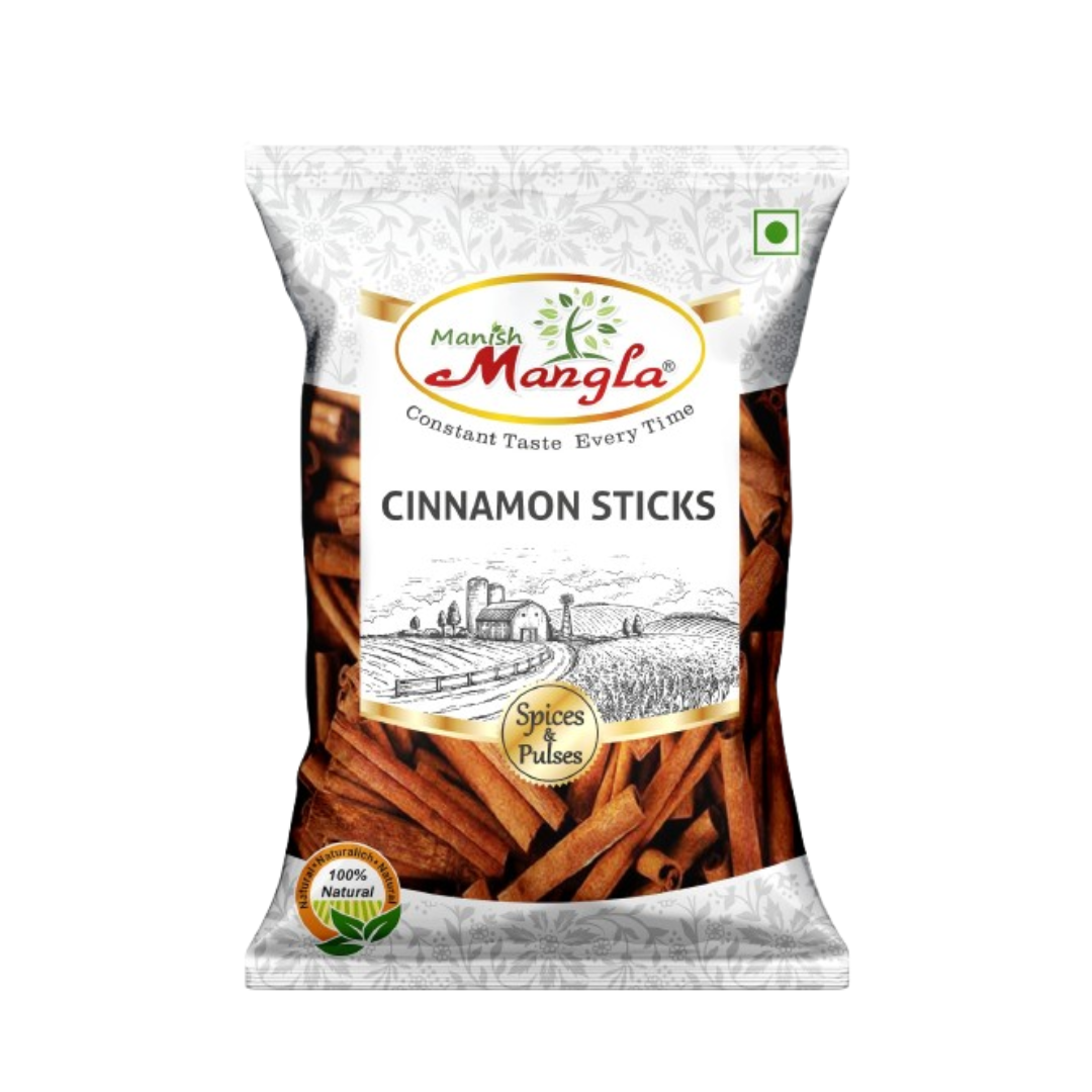 Cinnamon Sticks (Dalchini) – Premium Whole Cinnamon | Rich Aroma & Warm Sweet Flavor | Perfect for Tea, Biryani, Desserts & Indian Cooking | Hygienically Packed