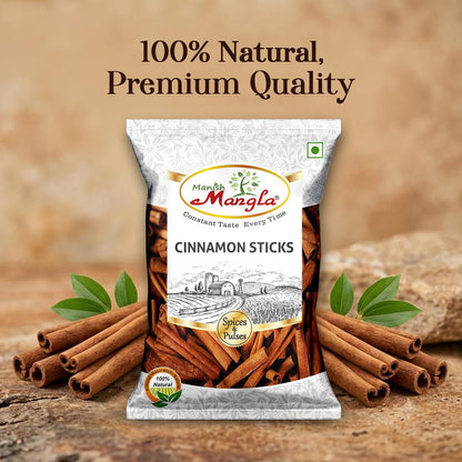 Cinnamon Sticks (Dalchini) – Premium Whole Cinnamon | Rich Aroma & Warm Sweet Flavor | Perfect for Tea, Biryani, Desserts & Indian Cooking | Hygienically Packed