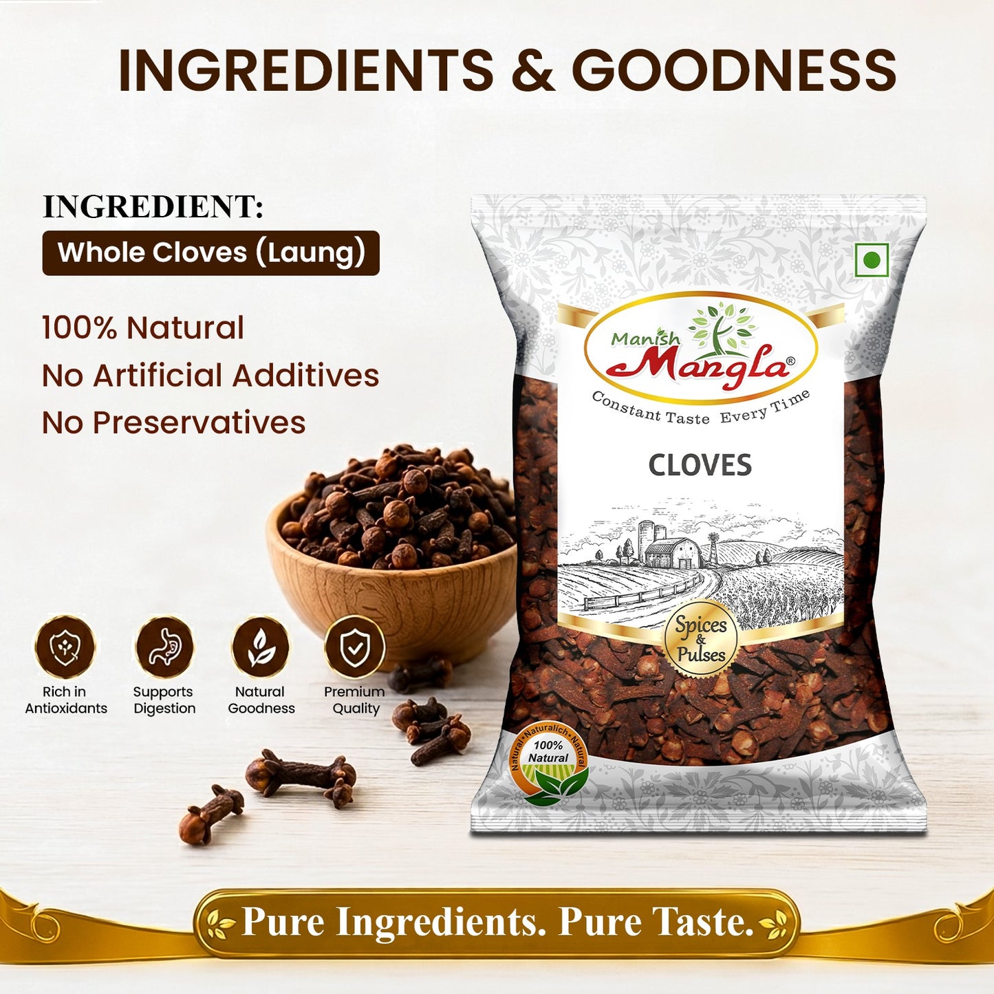 Cloves (Laung) – Premium Whole Cloves | Rich Aroma & Strong Flavor | Perfect for Tea, Biryani, Curries & Indian Cooking | Hygienically Packed