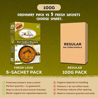 Dal Tadka Masala – 100g (5×20g FreshLock Sachets) | Authentic Dhaba Style Flavor | Complete Spice Mix | Fresh & Aromatic