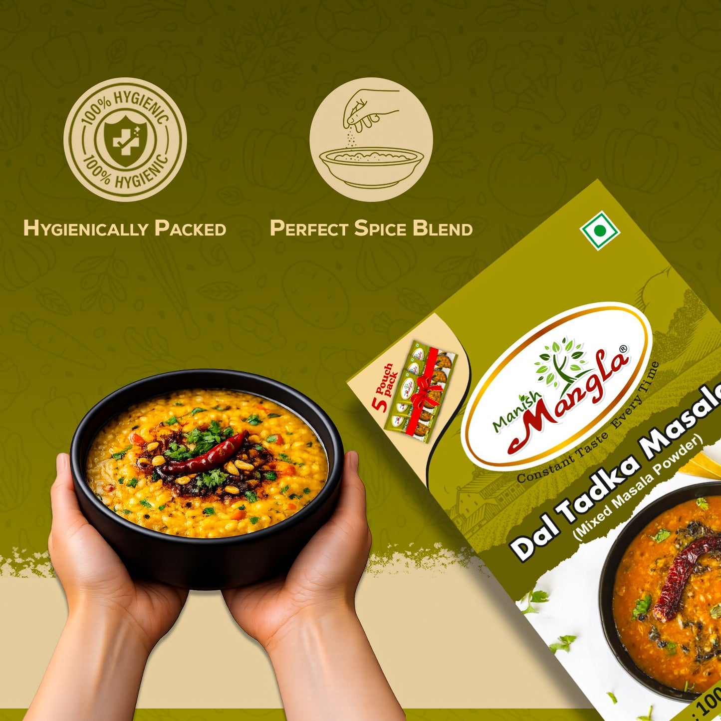 Dal Tadka Masala – 100g (5×20g FreshLock Sachets) | Authentic Dhaba Style Flavor | Complete Spice Mix | Fresh & Aromatic