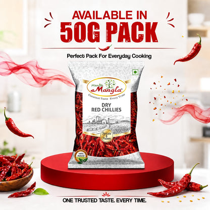 Dry Red Chillies (Sabut Lal Mirch) – Premium Whole Red Chillies | Rich Color & Bold Flavor | Perfect for Tadka, Curries & Indian Cooking | Hygienically Packed