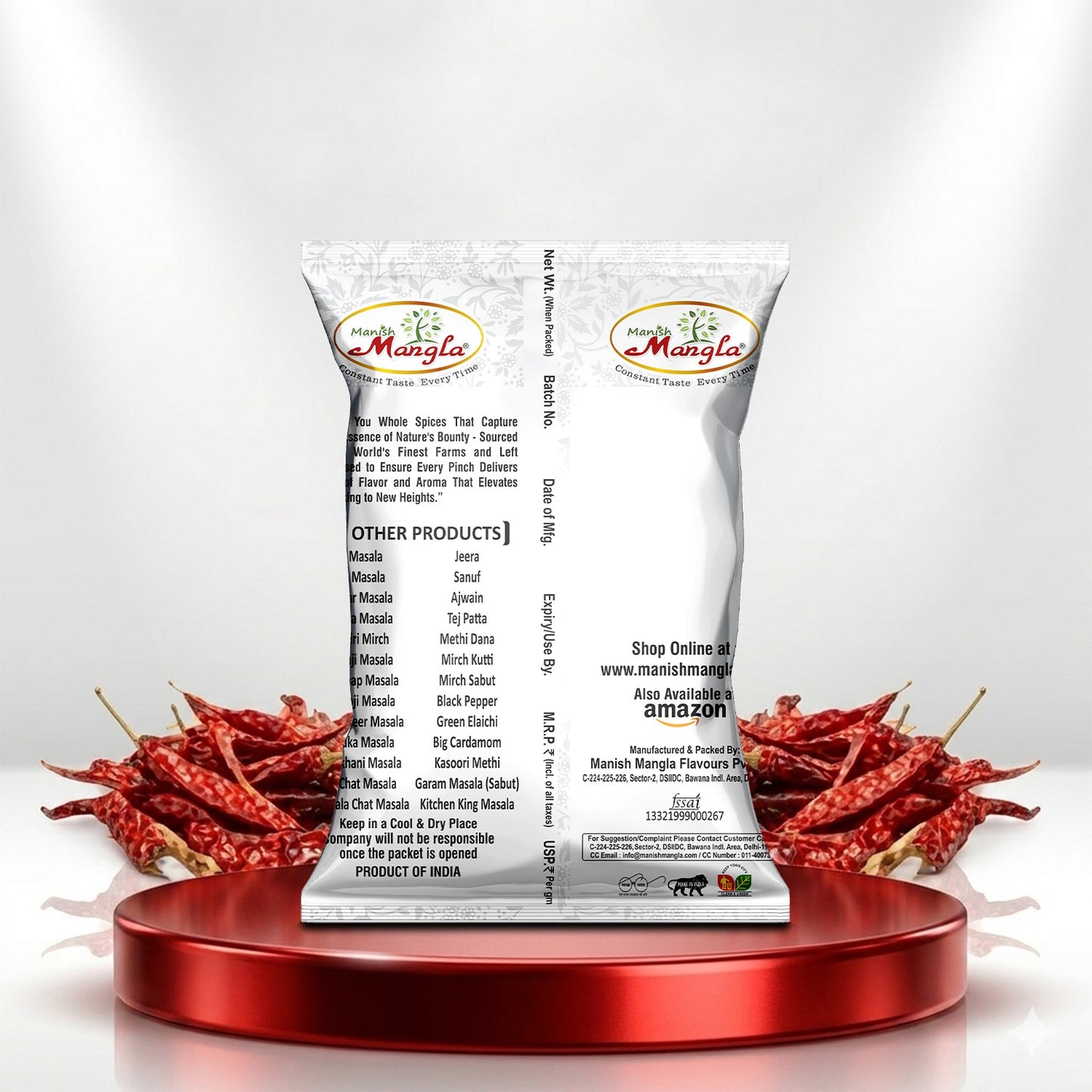 Dry Red Chillies (Sabut Lal Mirch) – Premium Whole Red Chillies | Rich Color & Bold Flavor | Perfect for Tadka, Curries & Indian Cooking | Hygienically Packed