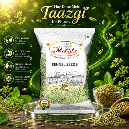 Fennel Seeds (Saunf) – Premium Whole Fennel Seeds | Sweet Aroma & Refreshing Flavor | Perfect for Mouth Freshener, Tea & Indian Cooking | Hygienically Packed