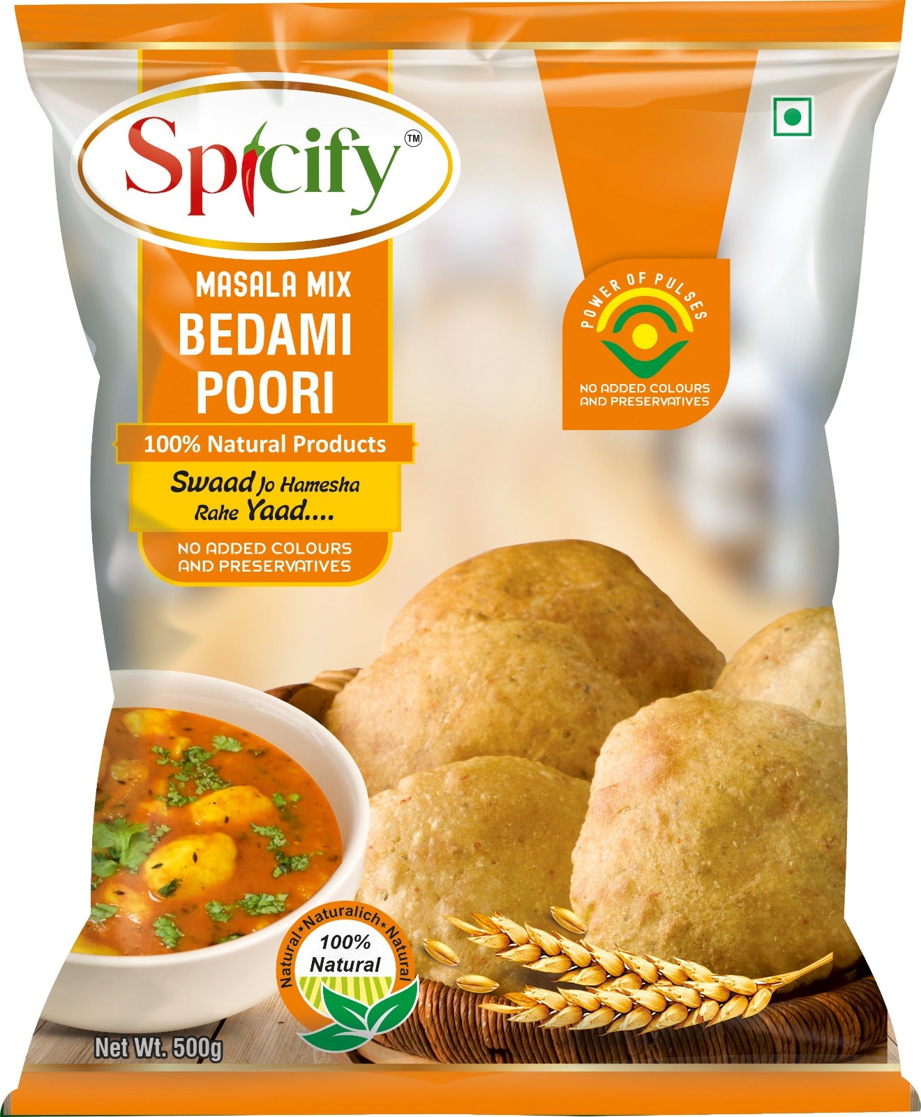 Spicify Bedmi Puri Atta 500g | Free Aloo Sabzi Masala
