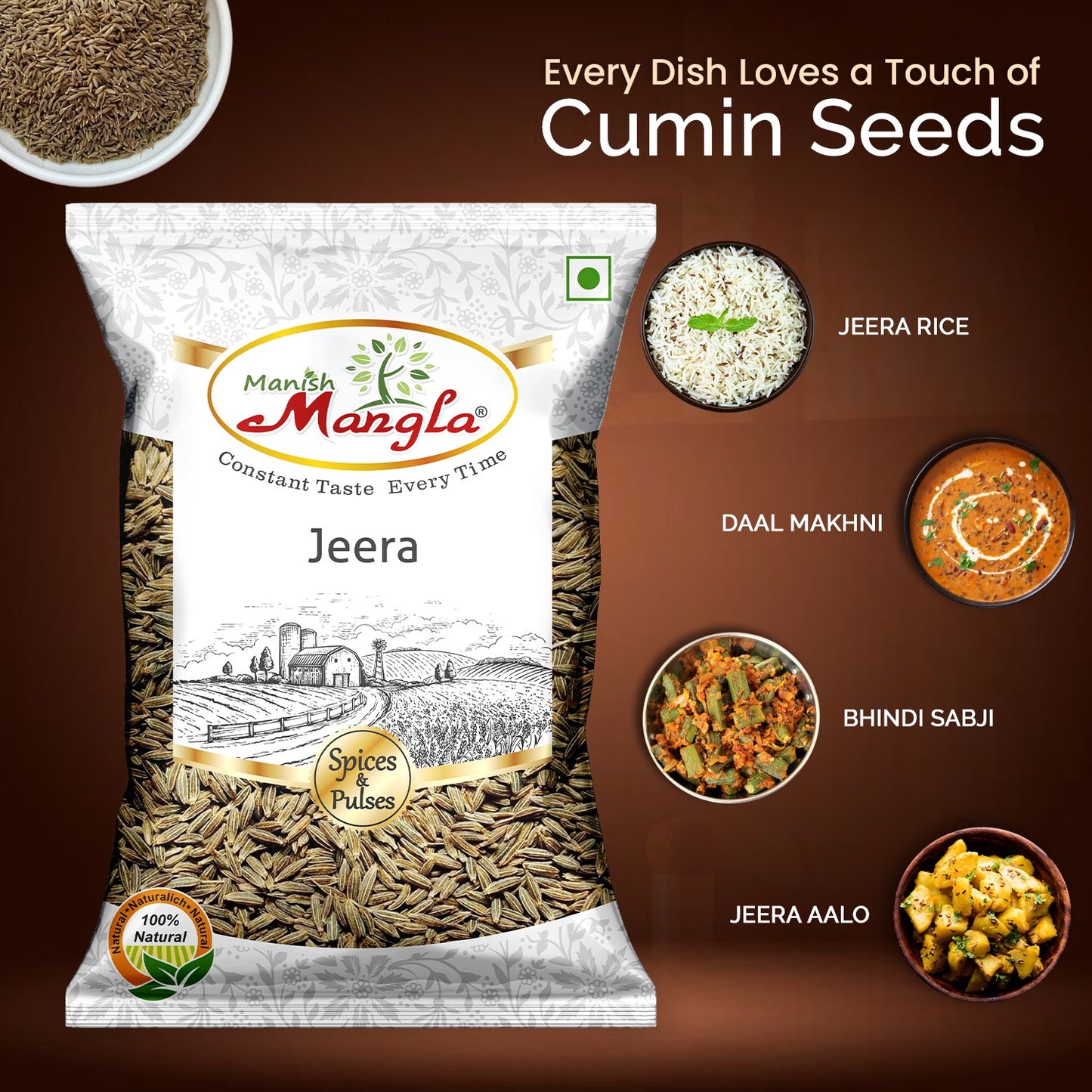 Whole Jeera (Cumin Seeds) – 100g | Fresh & Aromatic Sabut Jeera | Rich Flavor & Strong Aroma | Perfect for Tadka & Indian Cooking