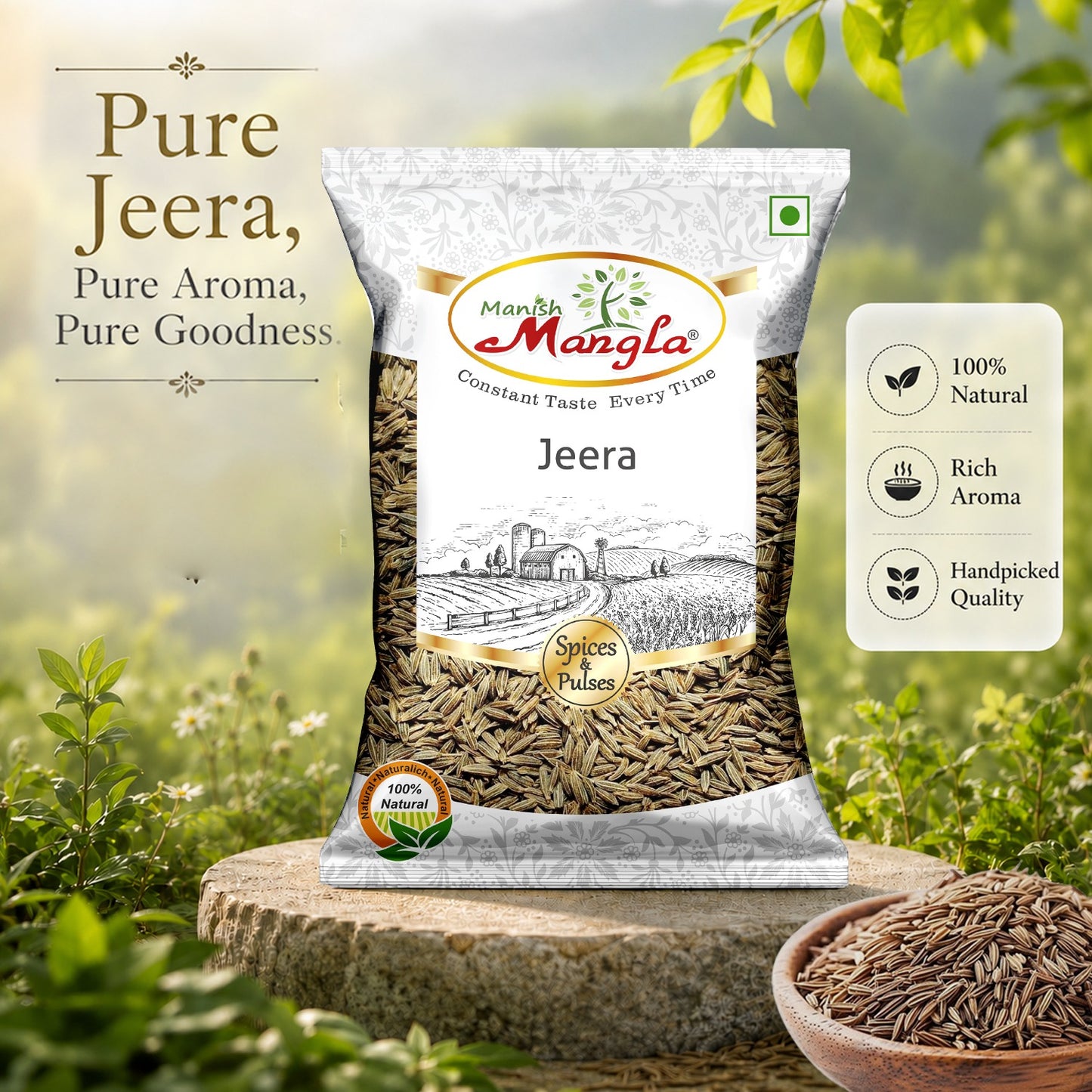 Whole Jeera (Cumin Seeds) – 100g | Fresh & Aromatic Sabut Jeera | Rich Flavor & Strong Aroma | Perfect for Tadka & Indian Cooking