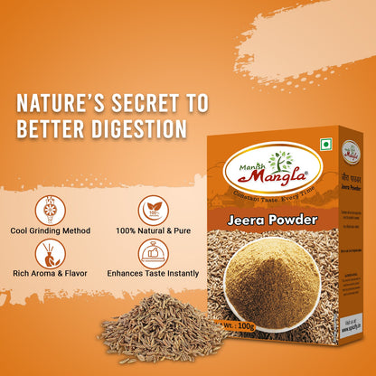 Manish Mangla Jeera Powder – 100g | Fresh & Aromatic Cumin Powder | Rich Flavor & Strong Aroma | Perfect for Tadka, Sabzi & Indian Cooking
