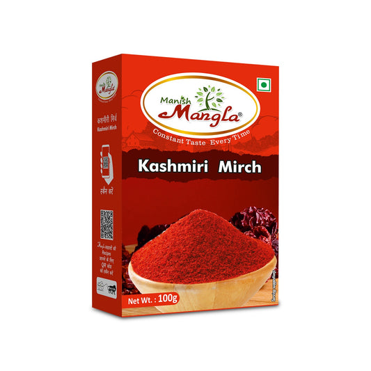 Manish Mangla Kashmiri Mirch Powder – 100g | Rich Natural Red Colour | Mild Spice | Perfect for Curries, Tandoori & Indian Cooking