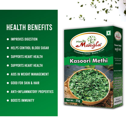 Manish Mangla Kasoori Methi – 25g | Dried Fenugreek Leaves | Rich Aroma & Authentic Flavor | Perfect for Curries, Sabzi & Indian Cooking