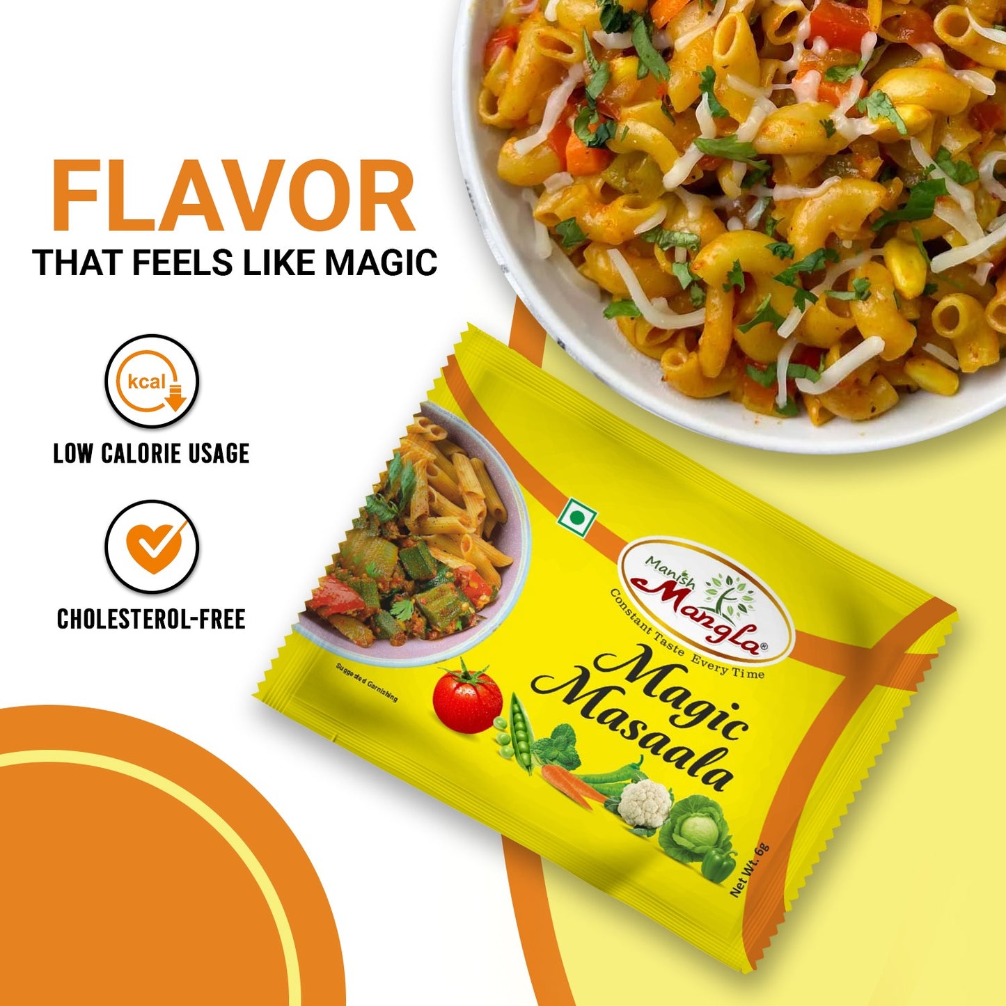 Manish Mangla Magic Masala – 6g Sachets (Pack of 25) | Buy 20 Get 5 Free | Instant Taste Enhancer | Chatpata Seasoning for Snacks & Meals