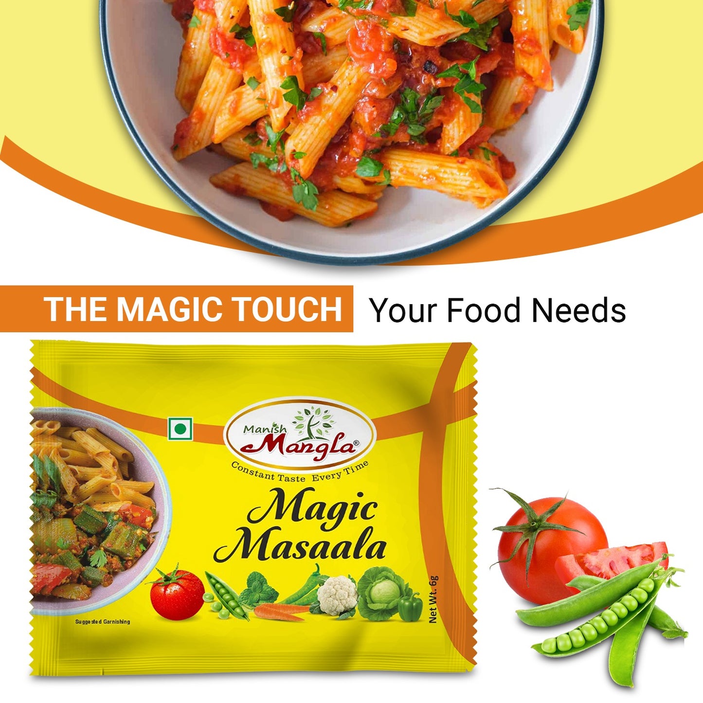 Manish Mangla Magic Masala – 6g Sachets (Pack of 25) | Buy 20 Get 5 Free | Instant Taste Enhancer | Chatpata Seasoning for Snacks & Meals