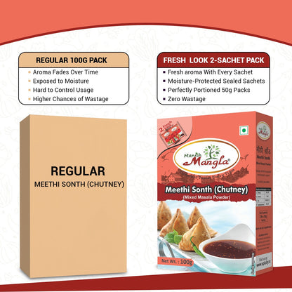 Meethi Sonth Chutney – 100g (2×50g Fresh Packs) | Sweet & Tangy Imli Chutney Mix | Perfect for Chaat & Snacks | Easy to Prepare