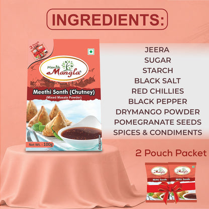 Meethi Sonth Chutney – 100g (2×50g Fresh Packs) | Sweet & Tangy Imli Chutney Mix | Perfect for Chaat & Snacks | Easy to Prepare