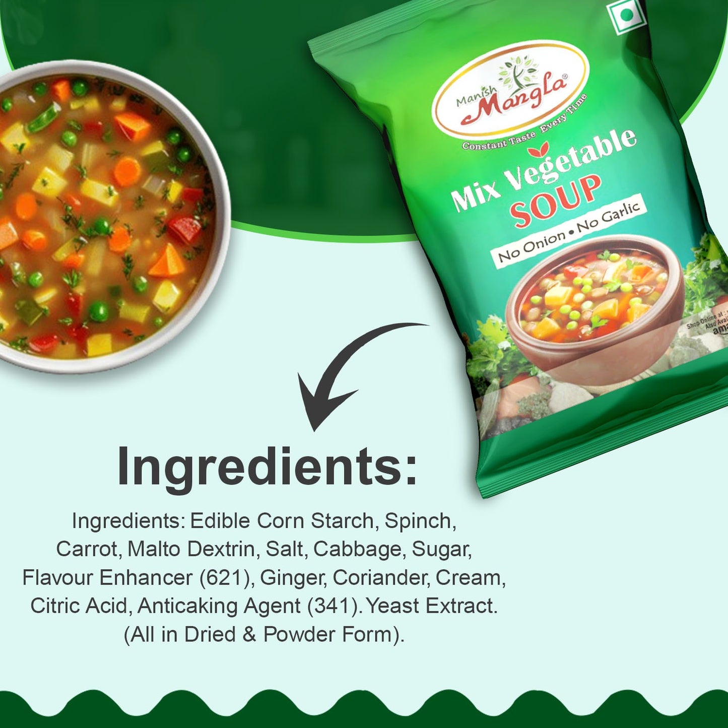 Mix Veg Soup – No Onion No Garlic | Instant Soup Mix | Satvik & Pure | Rich Vegetable Flavor | Quick & Easy to Prepare