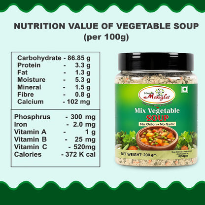 Mix Veg Soup – No Onion No Garlic | Instant Soup Mix | Satvik & Pure | Rich Vegetable Flavor | Quick & Easy to Prepare