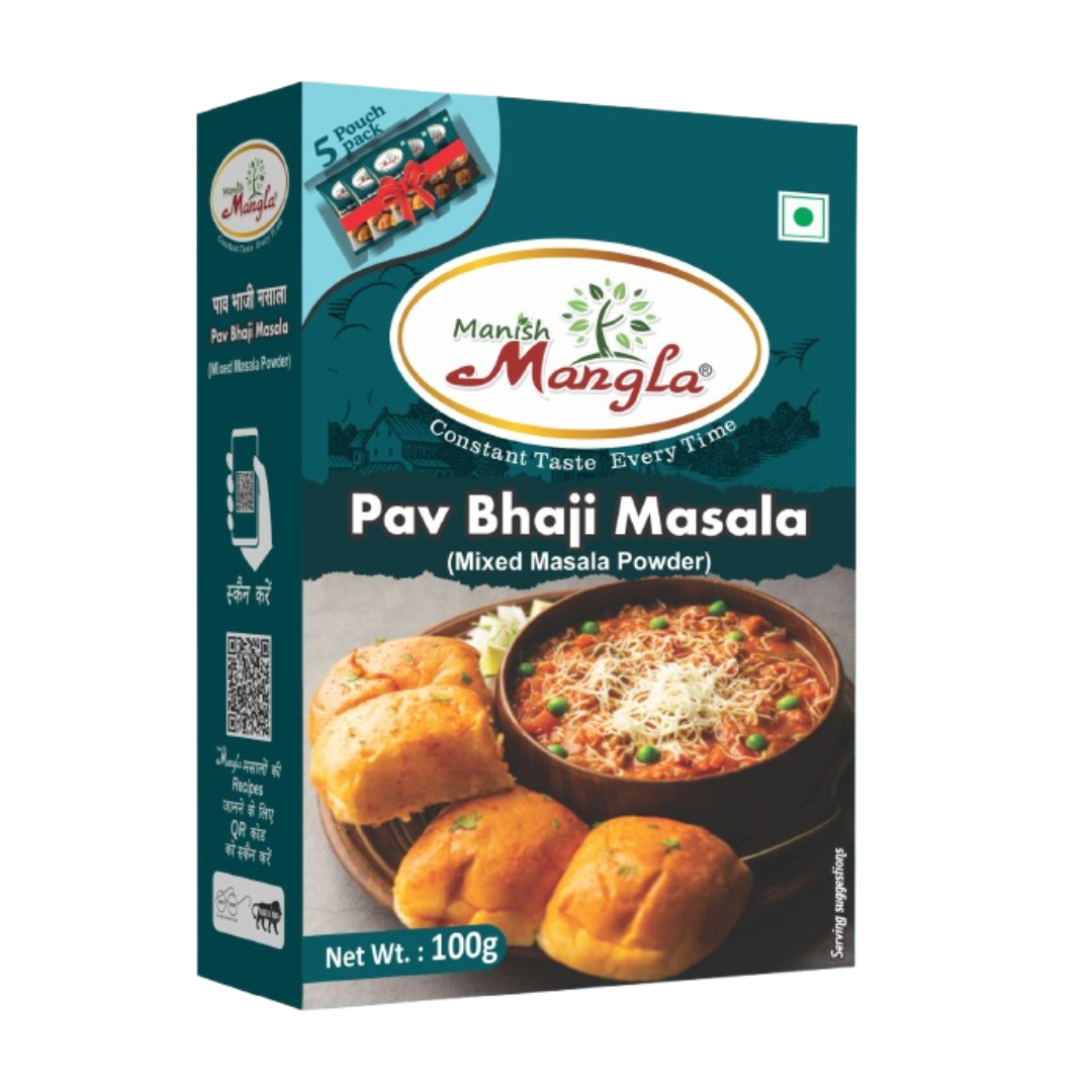 Pav Bhaji Masala – 100g (5×20g FreshLock Sachets) | Rich & Buttery Street-Style Flavor | Complete Masala Mix | Fresh & Aromatic