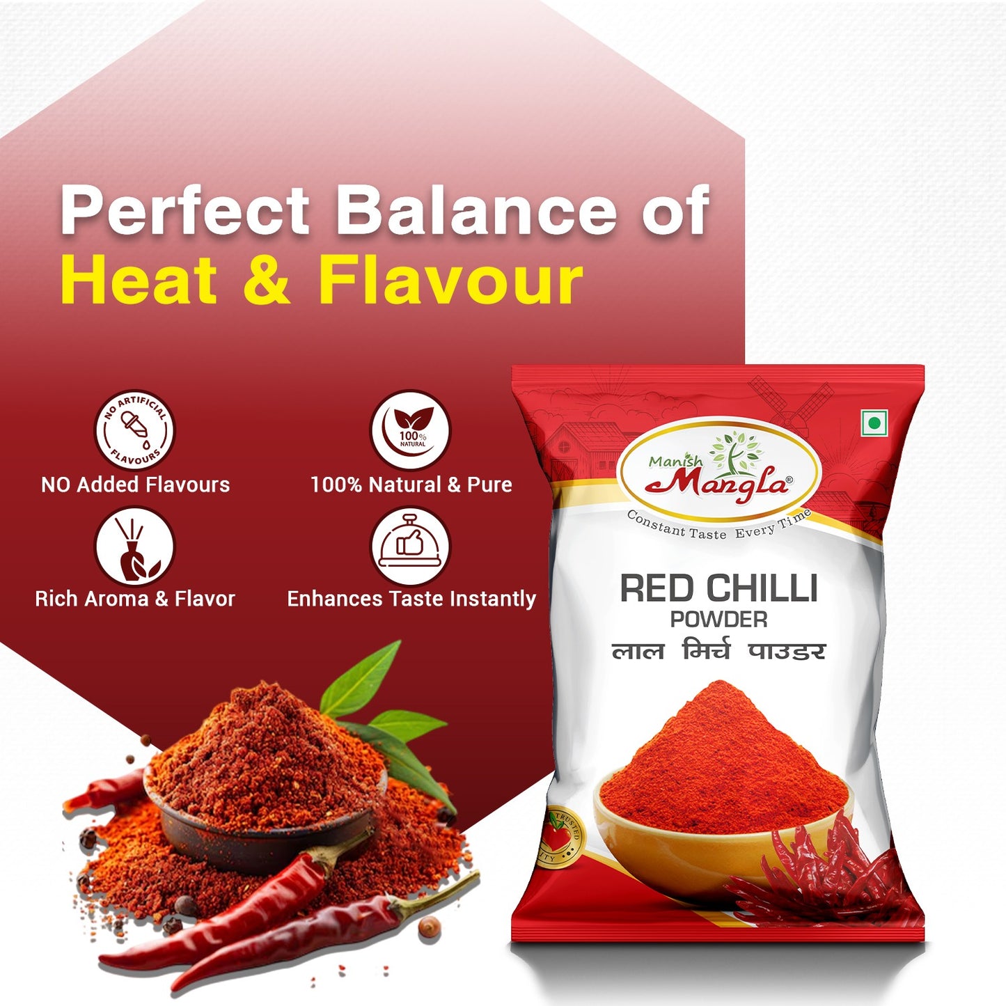 Red Chilli Powder | Rich Color & Perfect Spice | Finely Ground Lal Mirch | Ideal for Curries, Sabzi & Indian Cooking