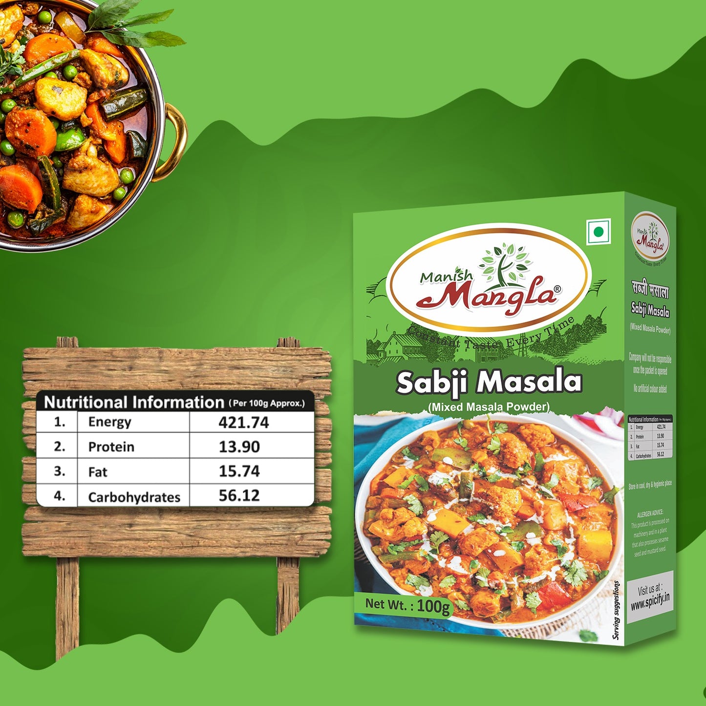Sabji Masala – 100g  | Complete Spice Mix for Everyday Cooking | Rich & Aromatic Flavor | Fresh & Flavorful