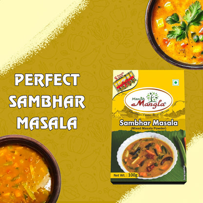 Sambhar Masala – 100g (5×20g FreshLock Sachets) | Authentic South Indian Spice Blend | Rich Aroma & Traditional Taste | Complete Masala Mix