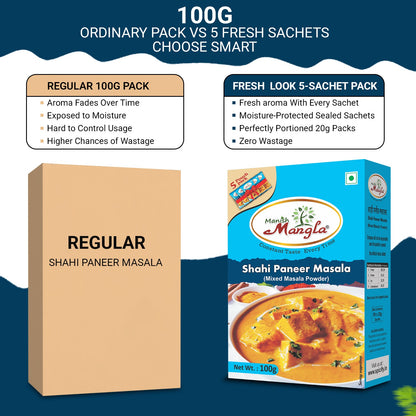 Shahi Paneer Masala – 100g (5×20g FreshLock Sachets) | Rich & Creamy Restaurant-Style Flavor | Complete Spice Mix | Fresh & Aromatic