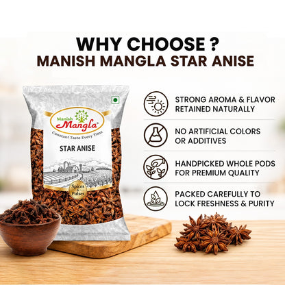 Star Anise (Chakra Phool) 20g – Premium Whole Star Anise | Rich Aroma & Distinct Flavor | Perfect for Biryani, Curries, Tea & Spice Blends | Hygienically Packed