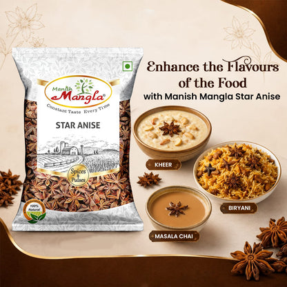 Star Anise (Chakra Phool) 20g – Premium Whole Star Anise | Rich Aroma & Distinct Flavor | Perfect for Biryani, Curries, Tea & Spice Blends | Hygienically Packed