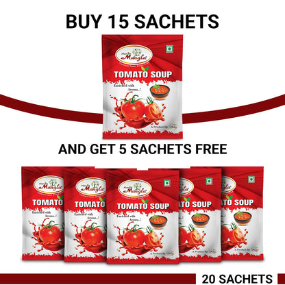 Manish Mangla Tomato Soup – 12g Sachets (Pack of 20) | Buy 15 Get 5 Free | Instant Soup Mix | Rich Tomato Flavor | Quick & Easy