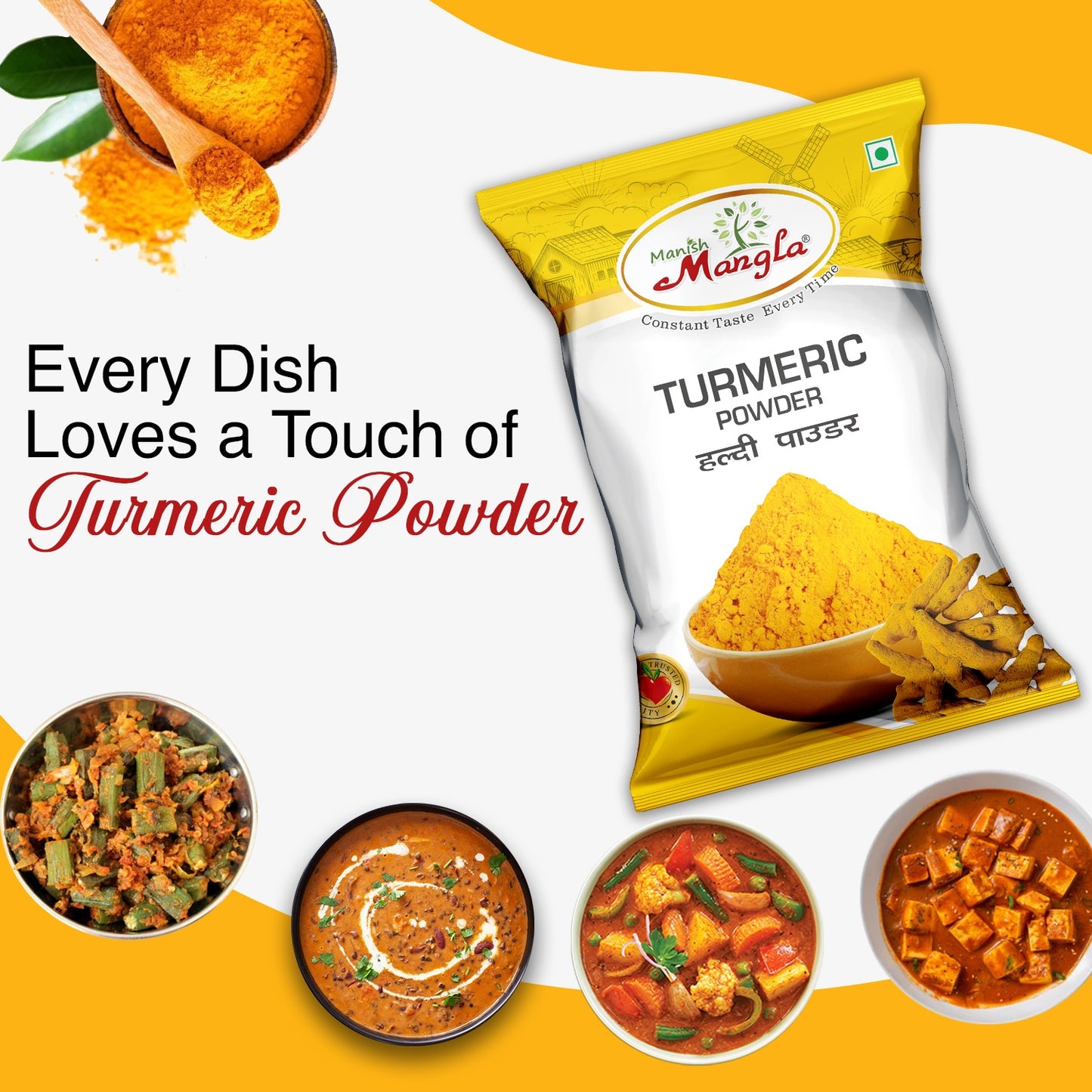 Everyday Masala Trio – Red Chilli Powder, Turmeric Powder & Coriander Powder | Essential Spice Combo for Daily Cooking
