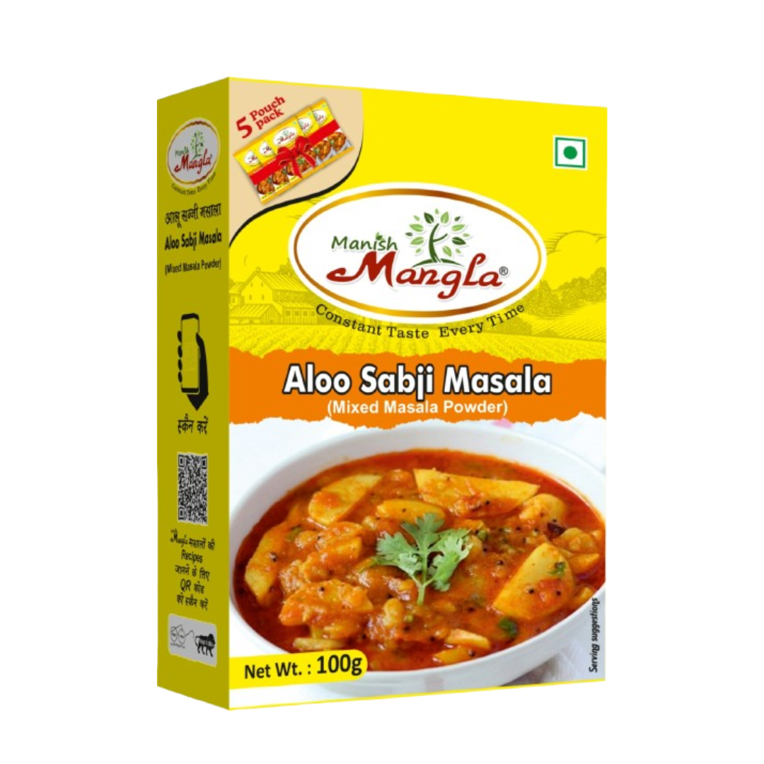 Manish Mangla Aloo Sabzi Masala – 100g (5×20g FreshLock Sachets) | Complete Spice Mix | No Onion No Garlic | Perfect for Aloo Sabzi, Jeera Aloo & Dry Potato Curry