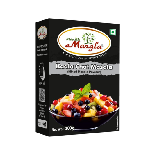 Manish Mangla Kaala Chat Masala – 100g | Bold, Smoky & Tangy Flavor | Street-Style Spice Blend | Perfect for Chaat, Fruits & Snacks