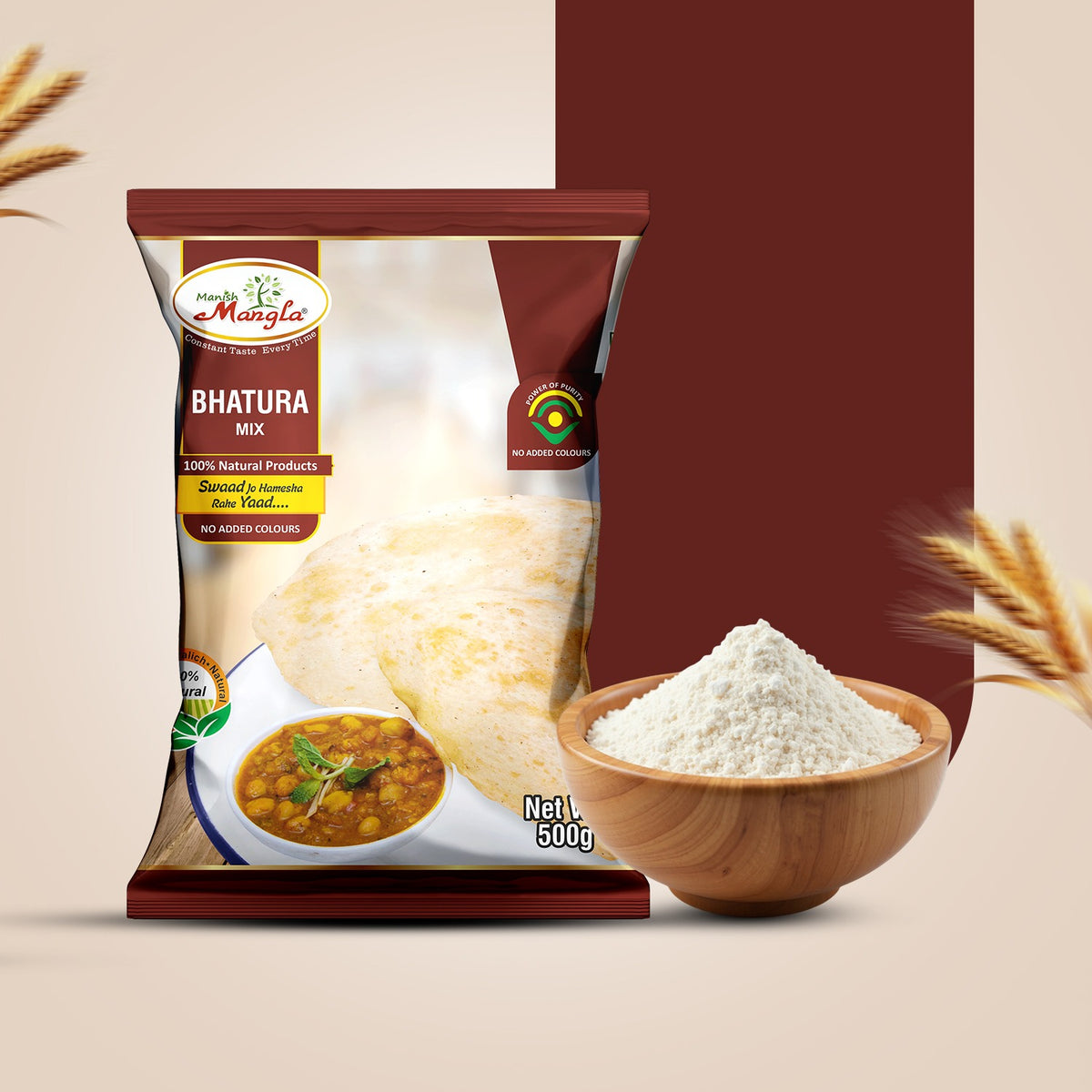 Bhatura Mix – 500g | Instant Bhatura Premix with Yeast Sachet | Soft, Fluffy & Restaurant-Style Bhaturas | Just Add Water & Knead